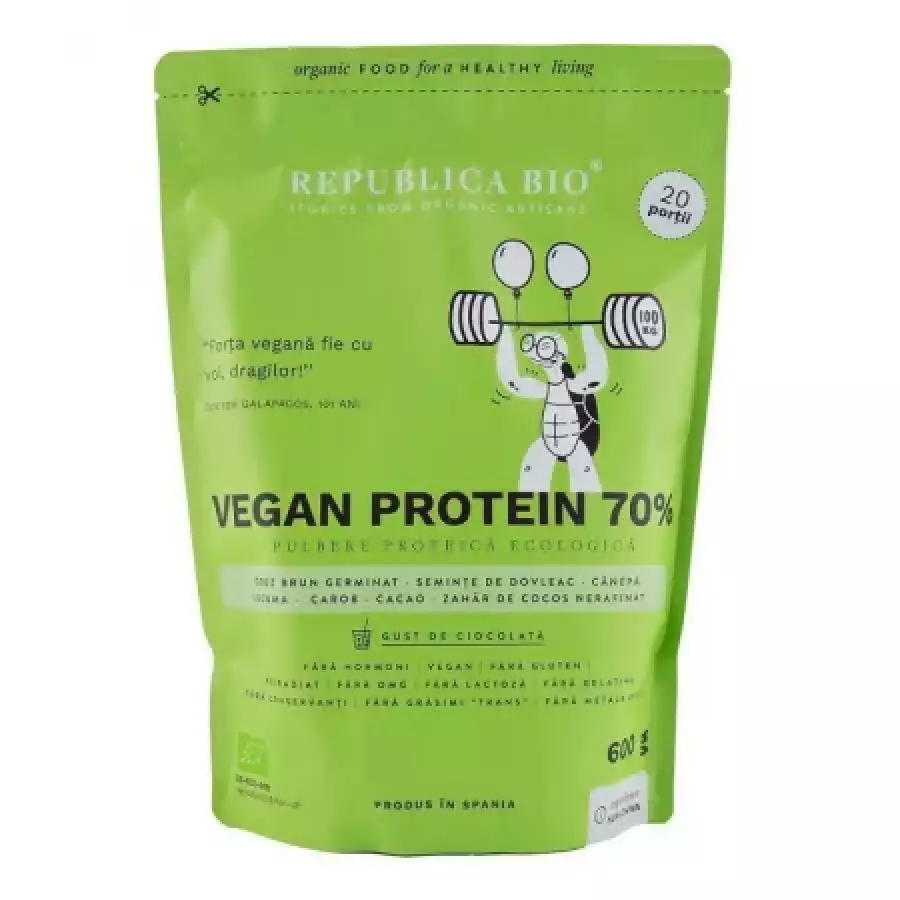 Pulbere cu Gust de Ciocolata Vegan Protein 600g Republica Bio